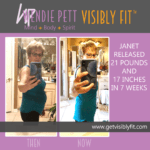 Before & after photos of Janet showing her 21 pound weight loss thanks to Wendie Pett, ND