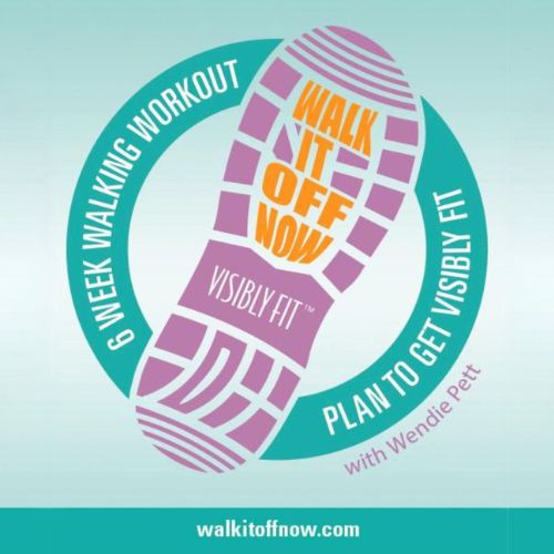 Square proportion Walk It Off Now 6 week challenge logo in the shape of a shoe sole led by Wendie Pett ND, creator of Visibly Fit™